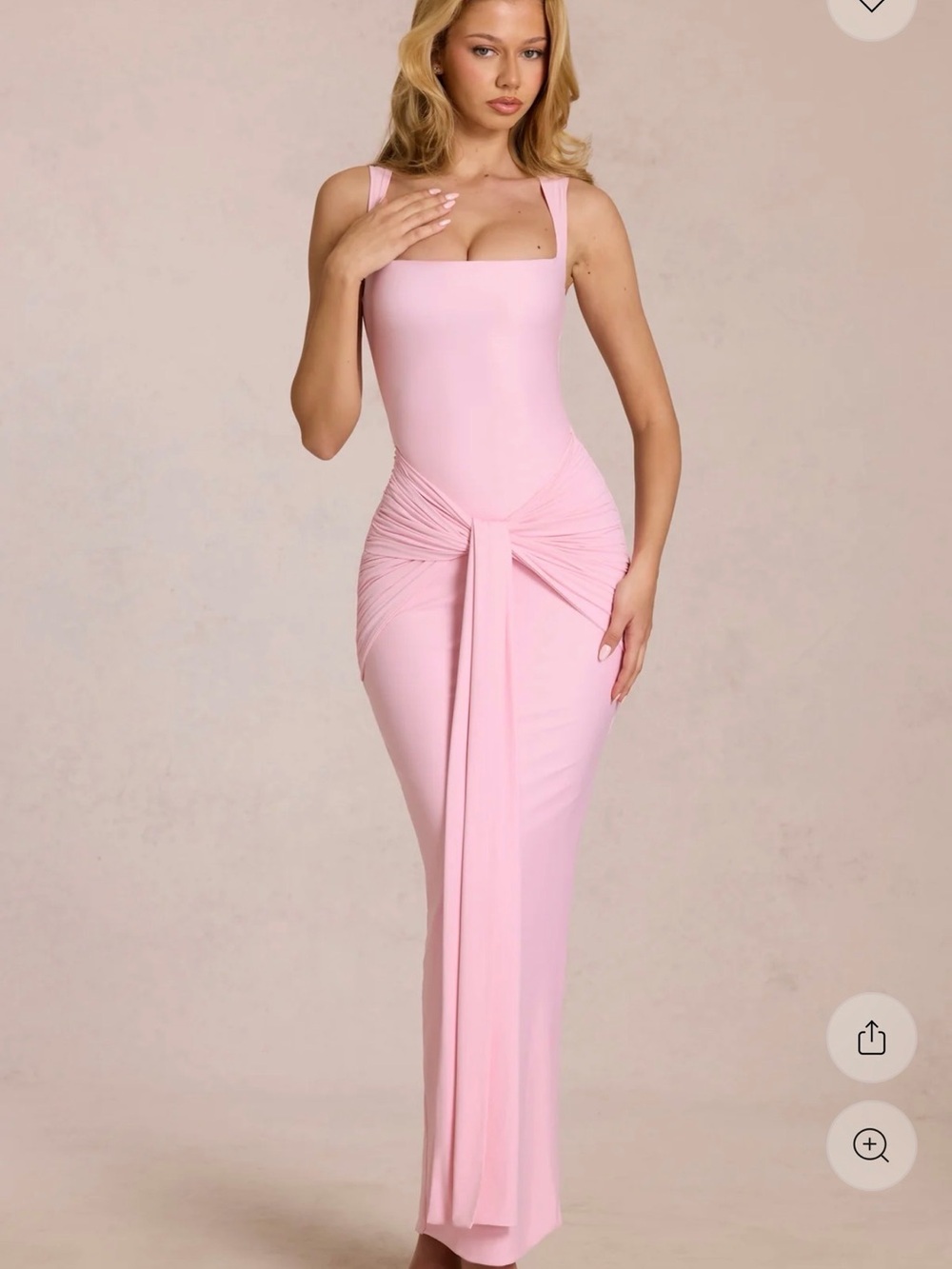 Sleeveless Pink Maxi Dress with Front Knot